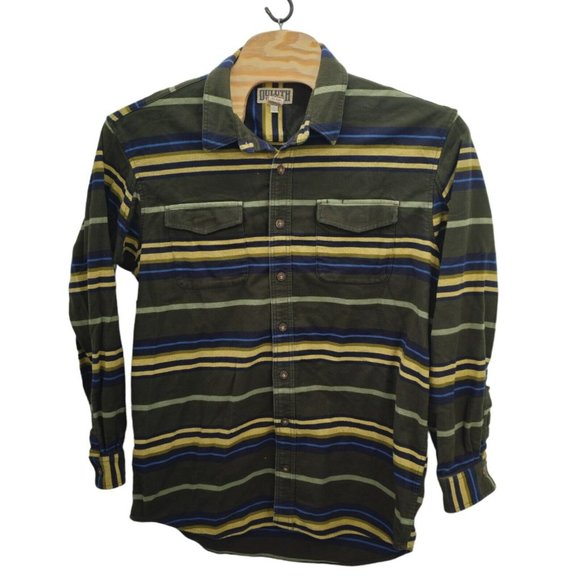 Duluth Trading Co Shirt Heavy Button Up Striped Men's XL Tall Multicolor Pockets - Picture 1 of 9